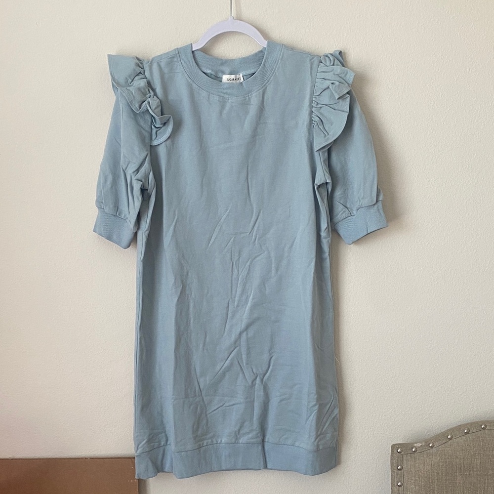 Sugarlips Light Blue Ruffle Sleeve Dress